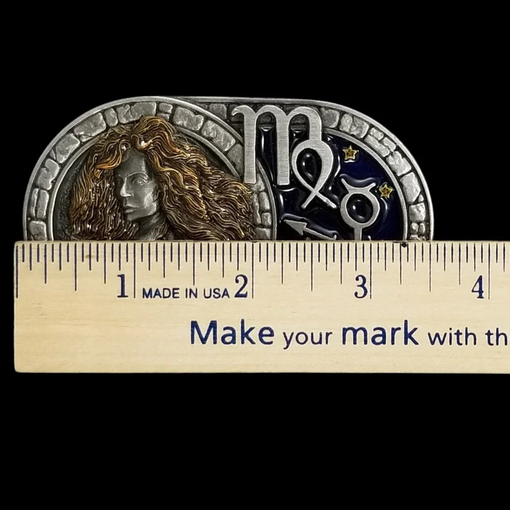 Dragon Designs Tanside Virgo Belt Buckle Pewter Zodiac Sign 2006‎ Made in USA